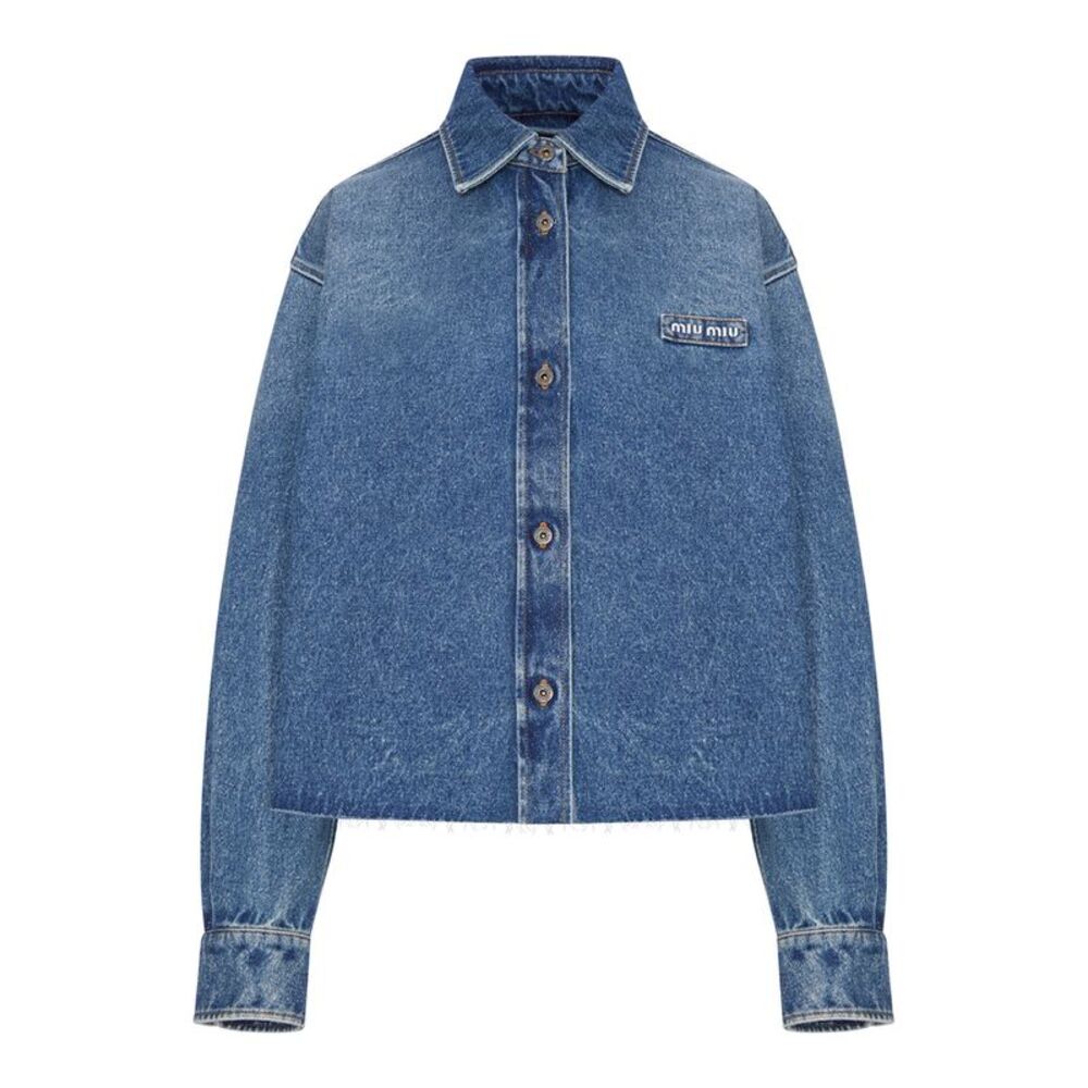 Miu Miu Women Denim Shirt With Logo